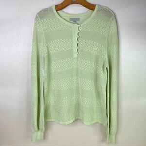 RYEGRASS Lime Green Sweater Boho chic Open-Knit Button-Down Women’s Size XL